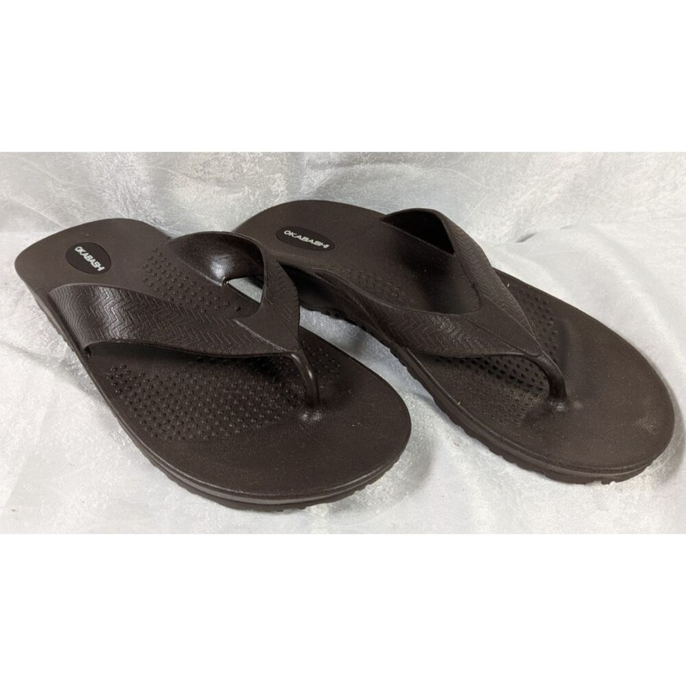 Okabashi Surf Men's LL 9-10 Brown Flip Flops Sandals Arch Support Made USA